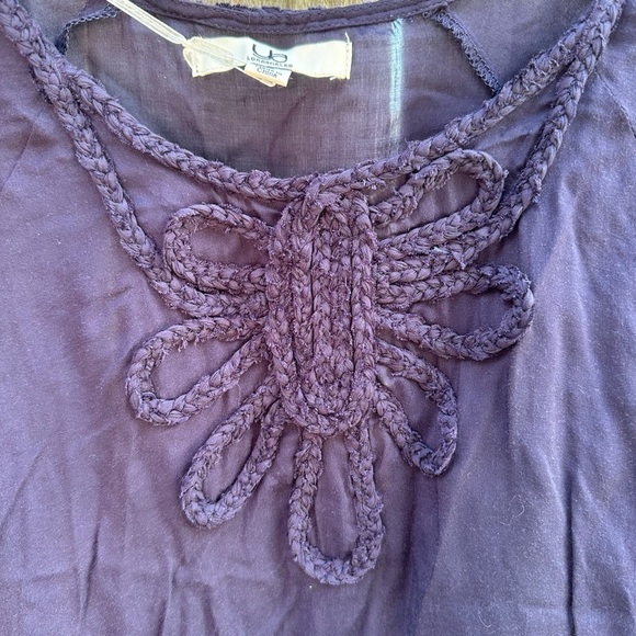 Ya Los Angeles Boho Embroidered Butterfly Cut Cape Style Navy Blouse NWT - Picture 4 of 9
